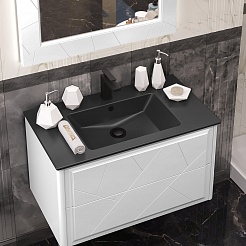 Opadiris Мебель для ванной Луиджи 90 подвесная белая матовая/антрацит – фотография-6